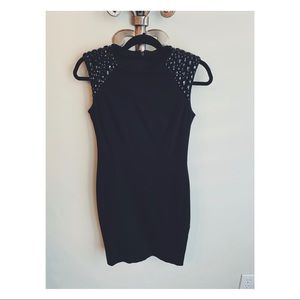 Cynthia Steffe Black Mini Dress Beaded Shoulders